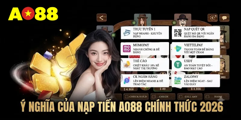 Nạp tiền AO88 có thể được tiến hành dễ dàng qua nhiều kênh thanh toán khác nhau